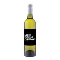 Merry Fucking Christmas Wine Label Sticker (Black) - Wbl010